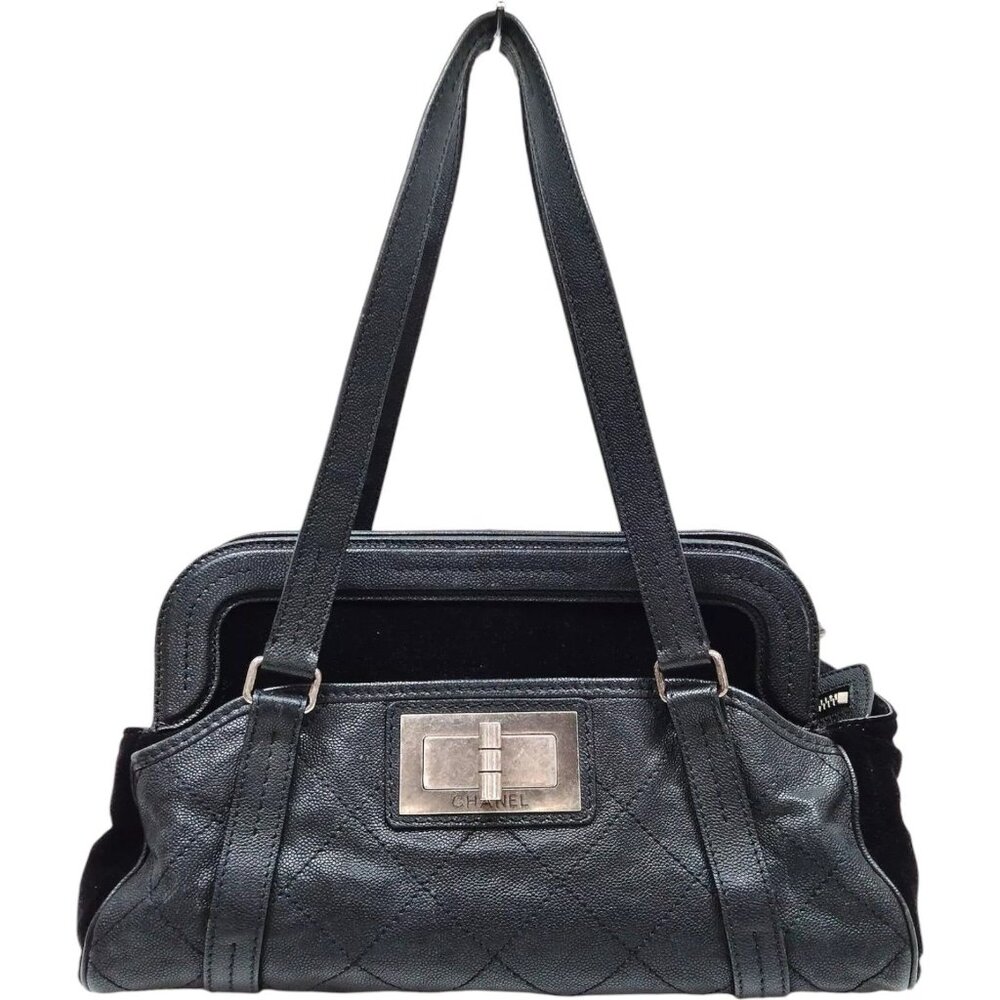 072945AD Chanel Shoulder Bag Wild Stitch Black Caviar Skin